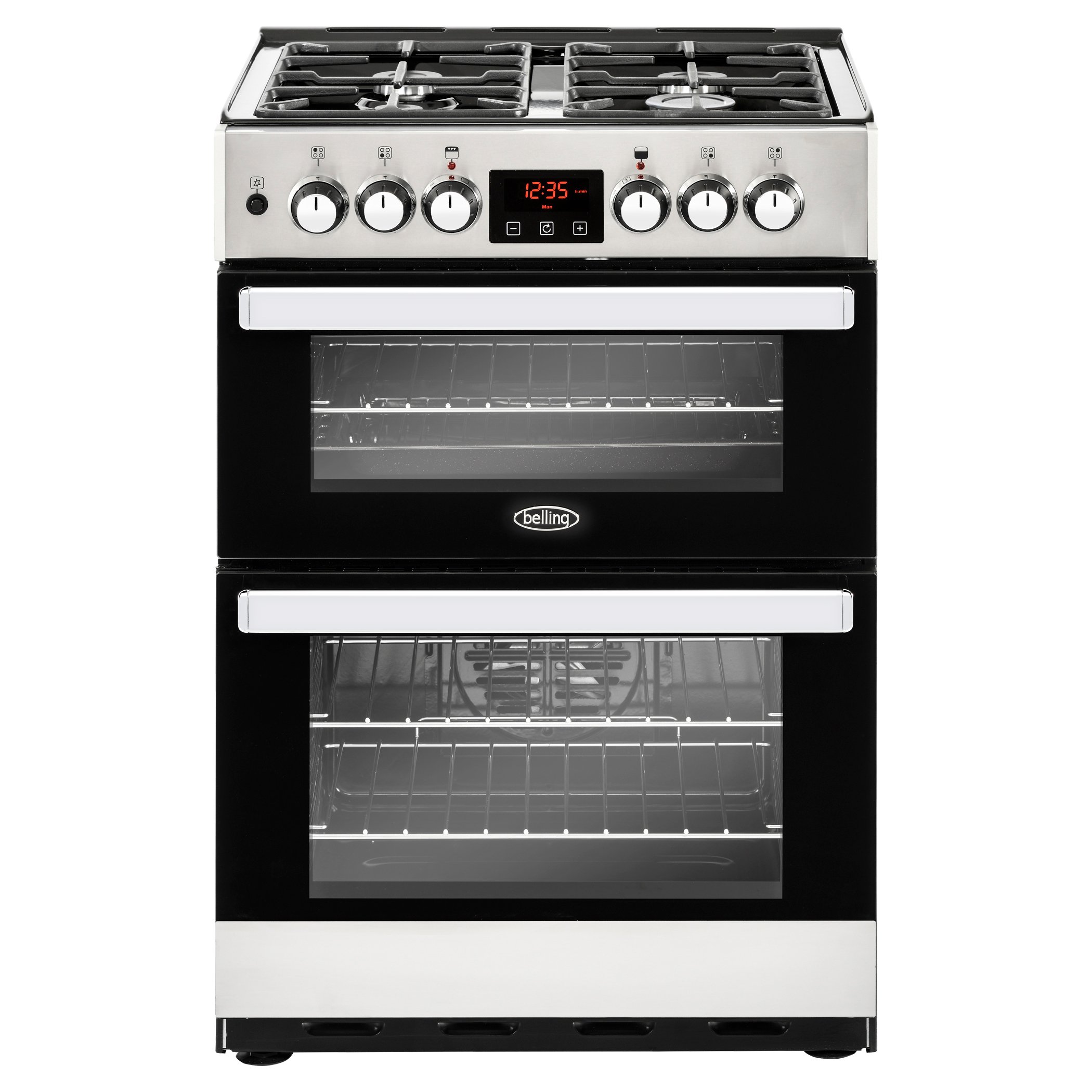 60cm Dual Fuel Range Cooker With A 4 Burner Gas Hob, Conventional Oven & Grill and Fanned Main Oven