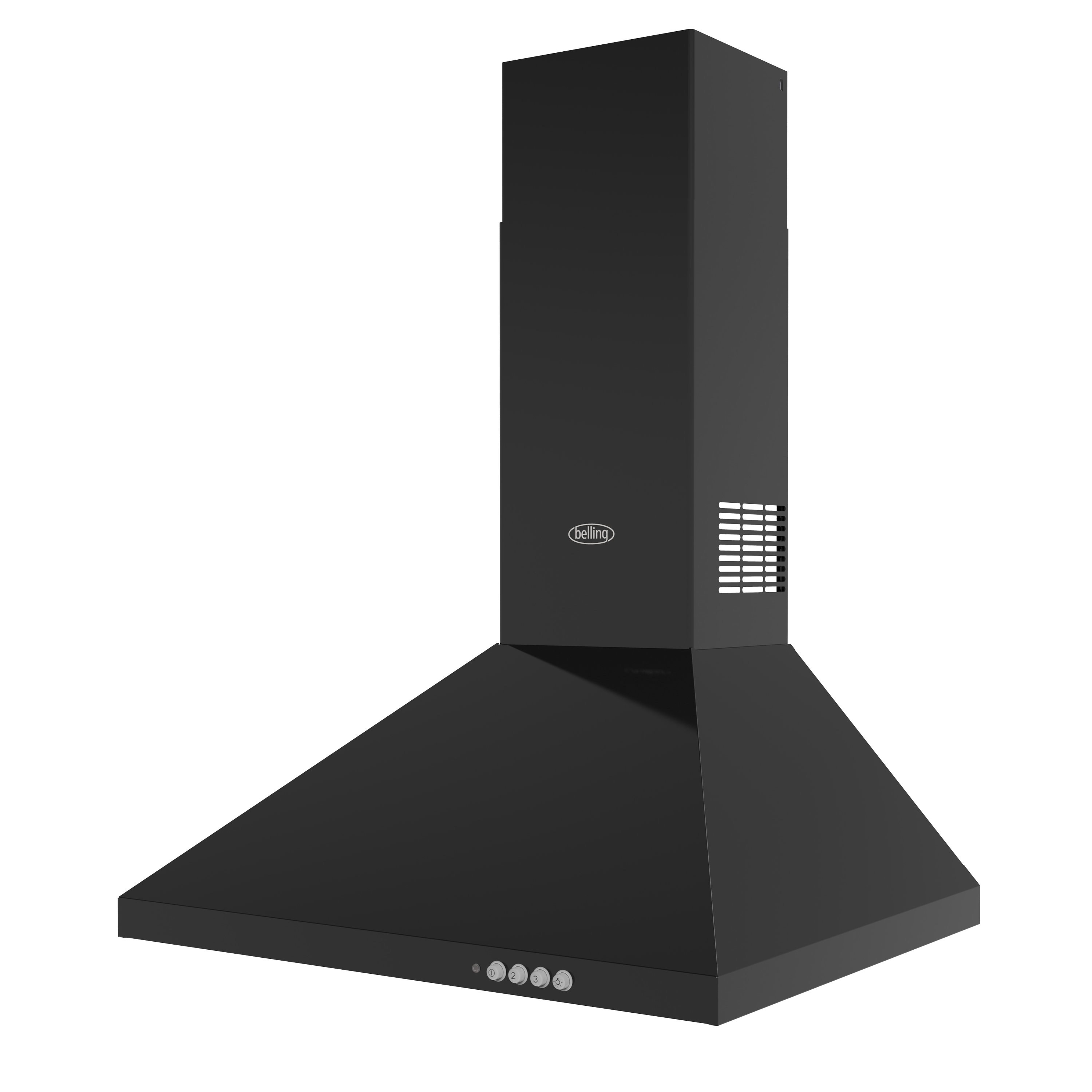 60cm Chimney hood with 3 fan speeds, 2 LED lights, 2 washable grease filters and extendable chimney section