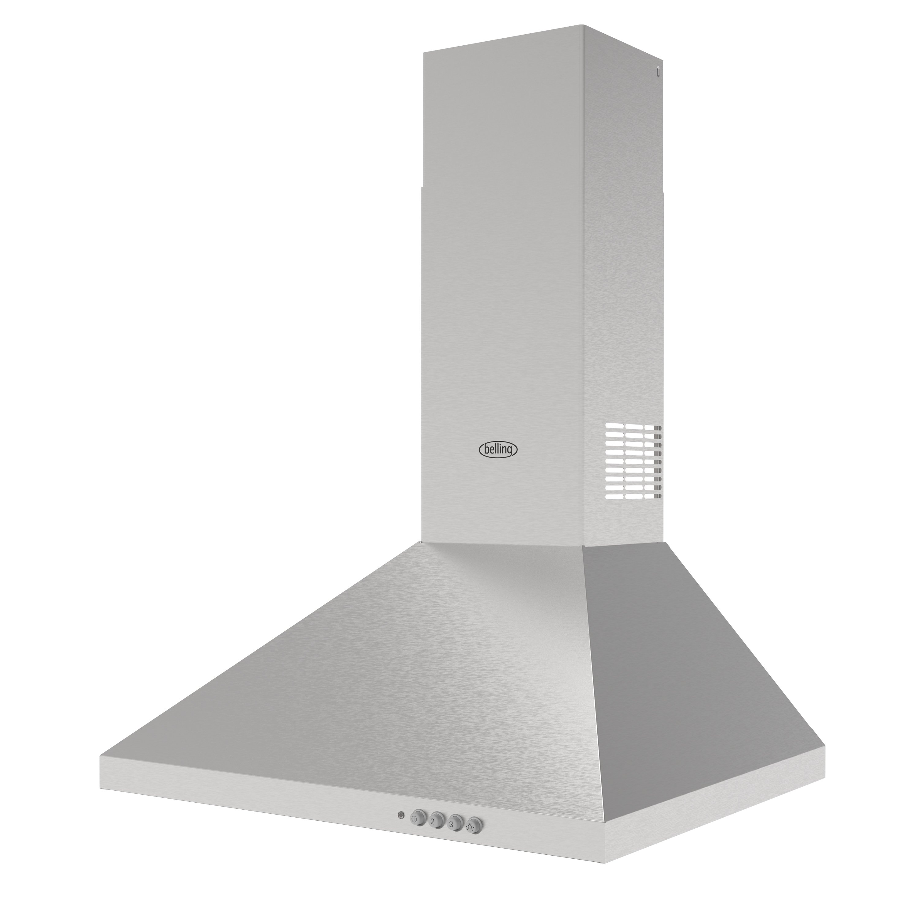 60cm Chimney hood with 3 fan speeds, 2 LED lights, 2 washable grease filters and extendable chimney section