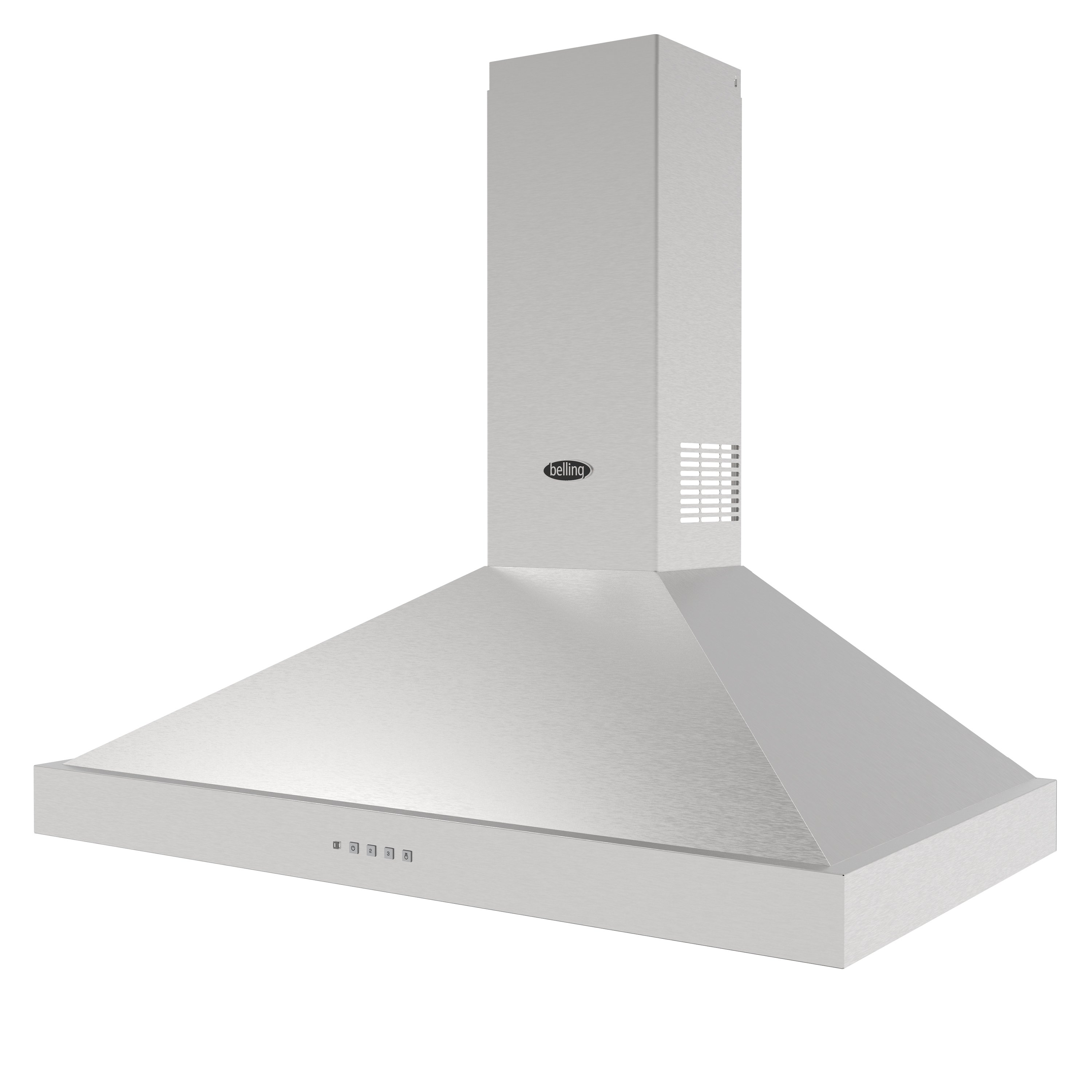 100cm Chimney hood with 3 fan speeds, 2 LED lights, 2 washable grease filters and extendable chimney section