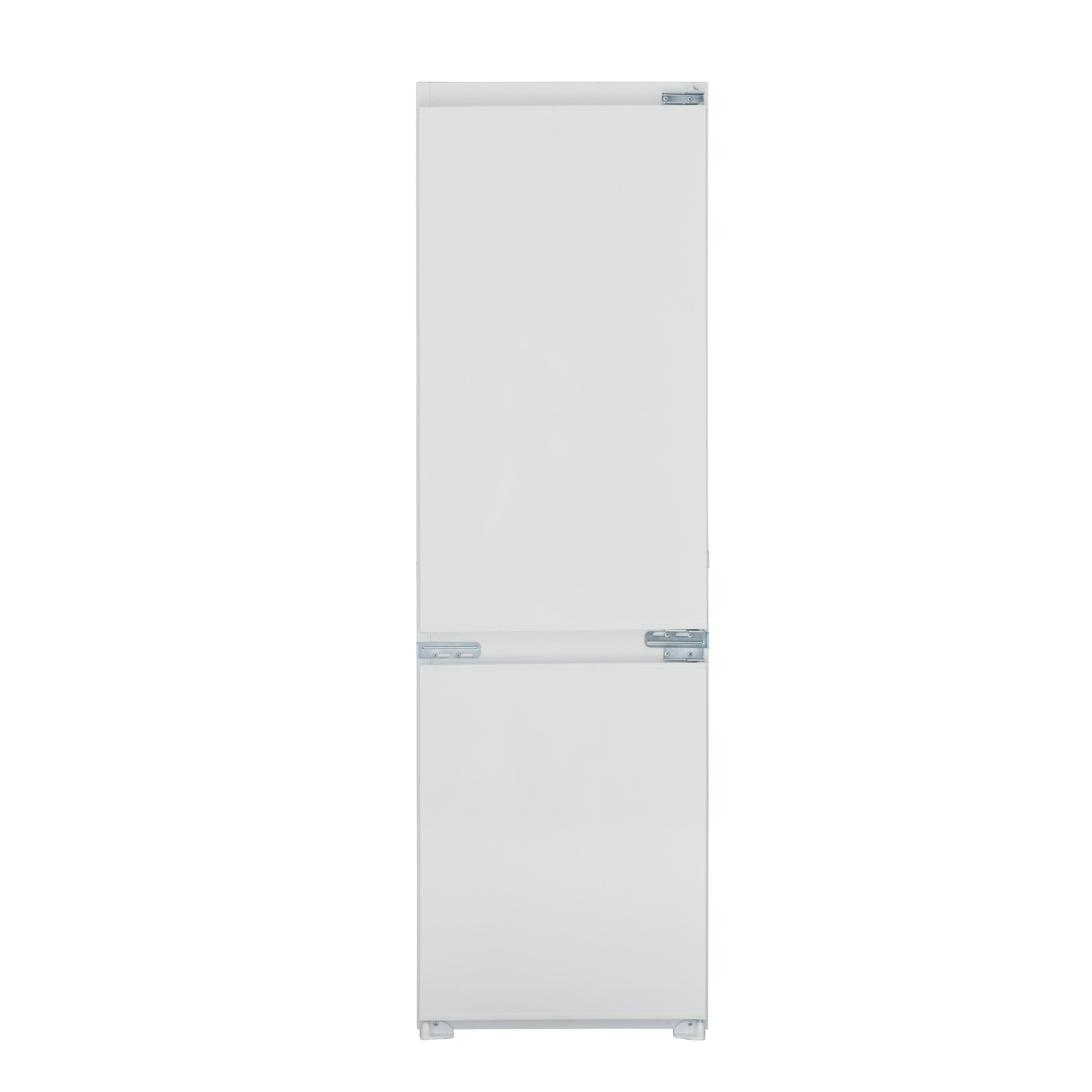Integrated Frost Free 70:30 Combi with 180L fridge & 63L freezer net capacity. Features include manual thermostat and humidity controlled salad crisper.