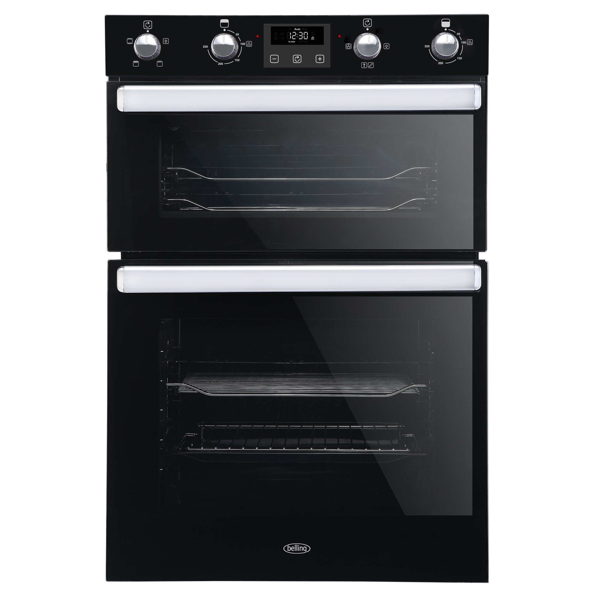 90cm double oven with 44L top oven, 72L gross main oven capacity and easy clean enamel. Additional features include soft close doors, programmable timer, variable rate grill and triple glazed glass. A energy rating.