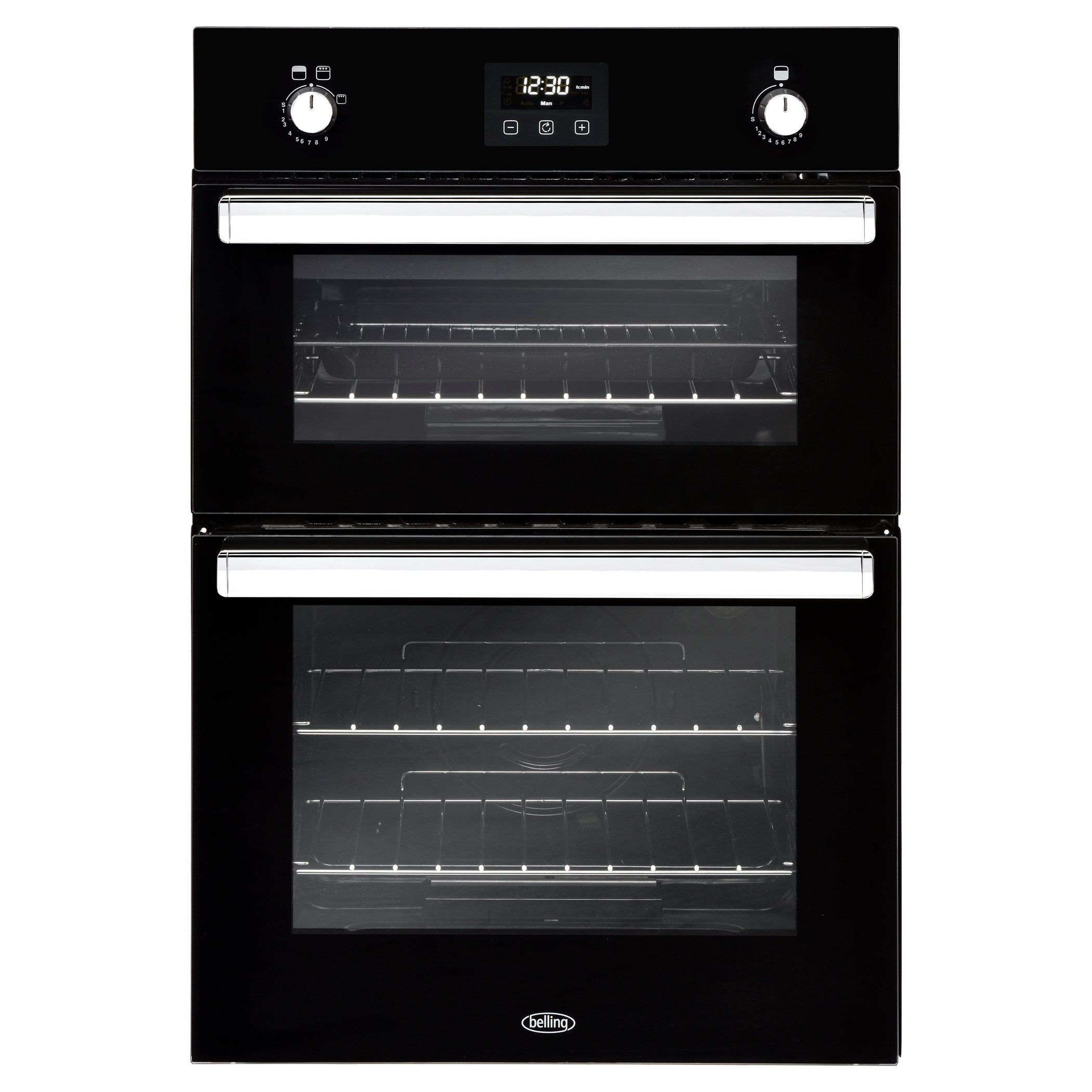 90cm double gas oven with 39L top oven and 69L gross main oven capacity and easy-clean enamel. Additional features include cook to off timer, fixed rate grill and slow cook. A energy rating.