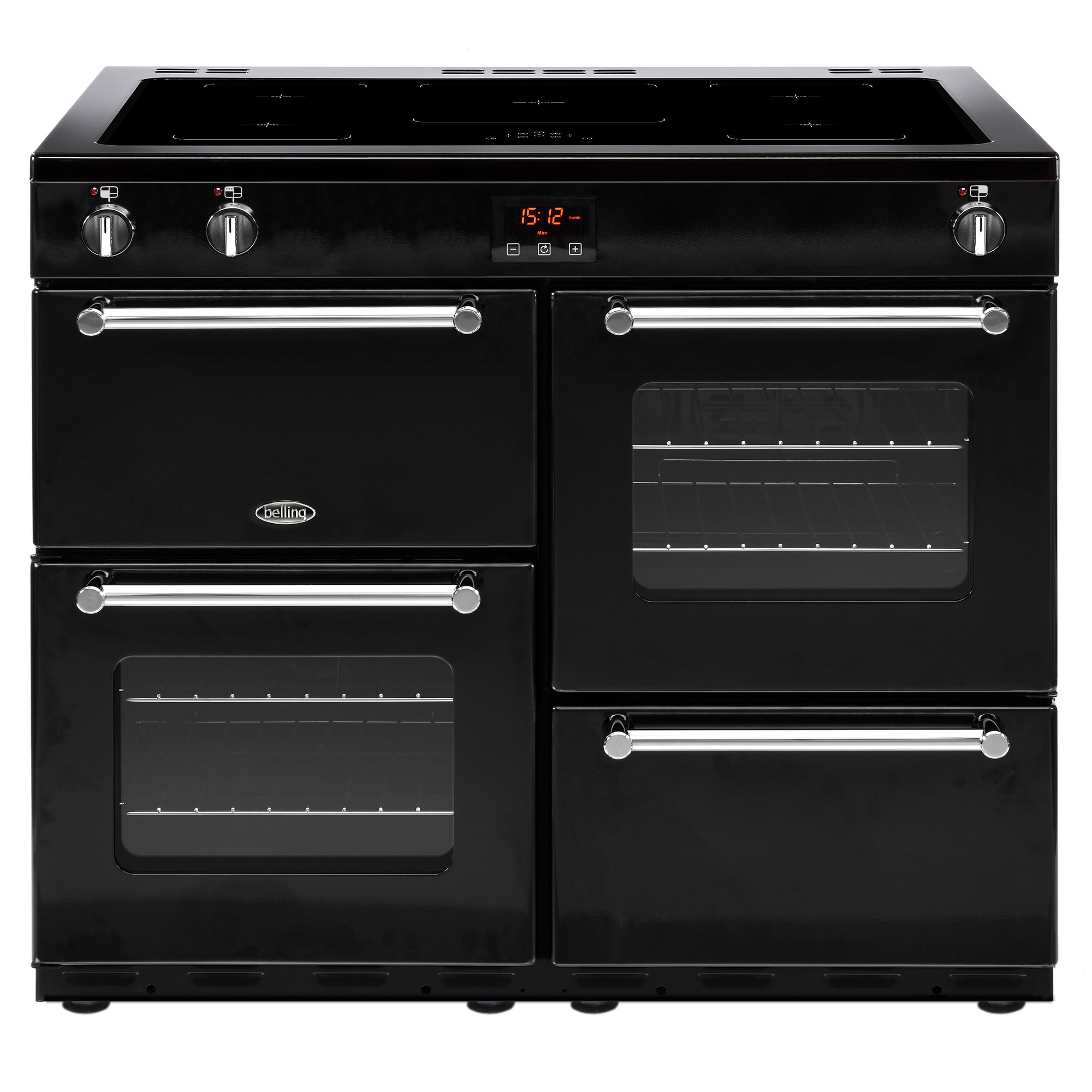 100cm induction range cooker with a 5 zone induction hob, variable rate electric grill, 2 conventional ovens and a main fanned oven.Requires 32A connection.